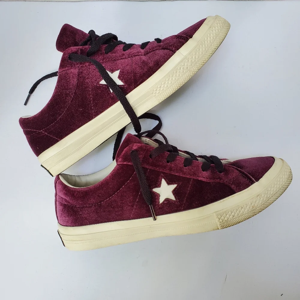 CONVERSE One Star "Ox" Maroon Velvet Low Top Sneaker 5.5/JUNIORS or 7.5/WOMENS - Picture 9 of 11